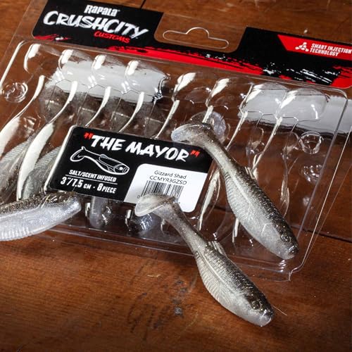 Rapala CrushCity Mayor Soft Plastic Paddle Tail Swimbait, Strong Kicking Action for Swim Jigs & Underspins, Bass, Redfish, Trout, Snook, Walleye & More - color: Albino Pearl, size: 3"