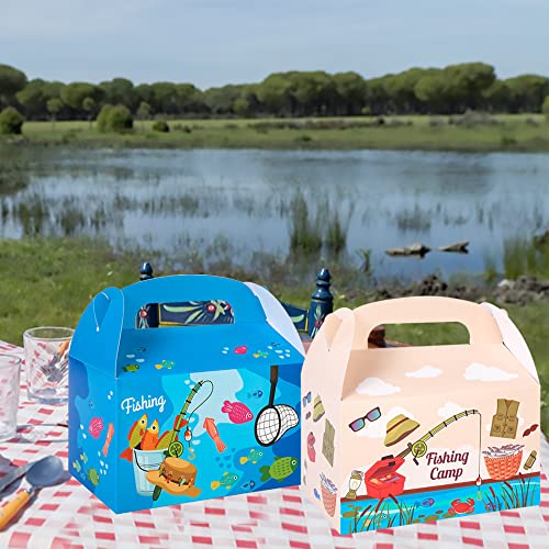 iPartyFun Fishing Birthday Party Supplies Fishing Party Gift Treat Boxes for Gone Fishing Theme Baby Shower Supplies Set of 12