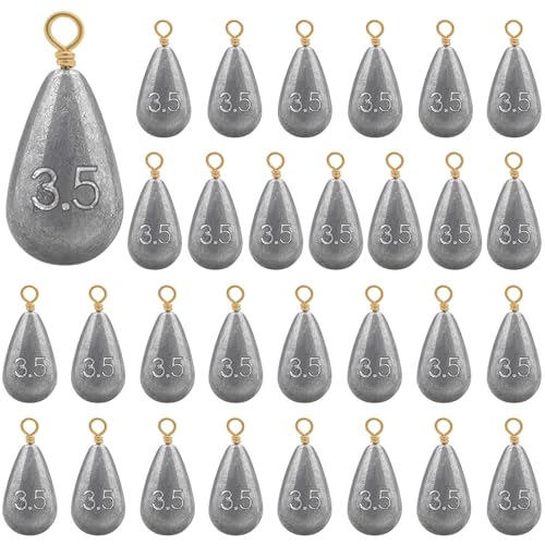 30pcs Bass Casting Drop Shot Sinker Weights Lead Bell Fishing Weights Sinkers with Brass Swivel for Catfish Saltwater Freshwater - size: 1/8oz-30pcs