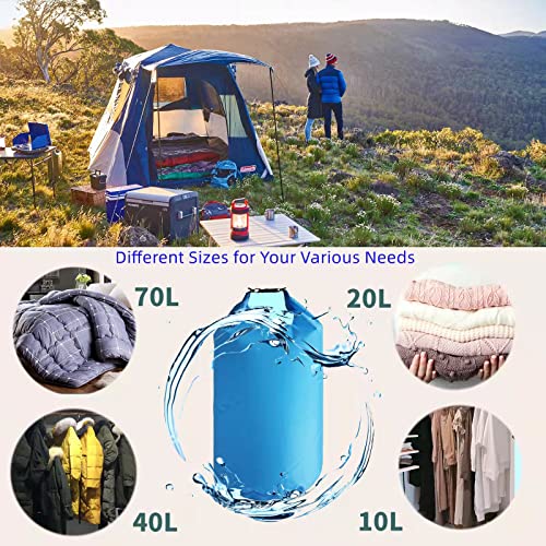 CMCOOPLX 10L/20L/40L/70L Waterproof Dry Bags, Lightweight Canoe Storage for Kayaking Rafting Boating Hiking Camping Travel Fishing Sea Swimming - color: Army Green, size: 70L