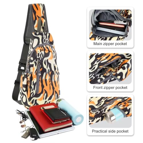 TITECOUGO Small Sling Bag, Lightweight Crossbody Backpack for Men Women, Shoulder Bag for Sports and Outdoor - color: Mix-leopard