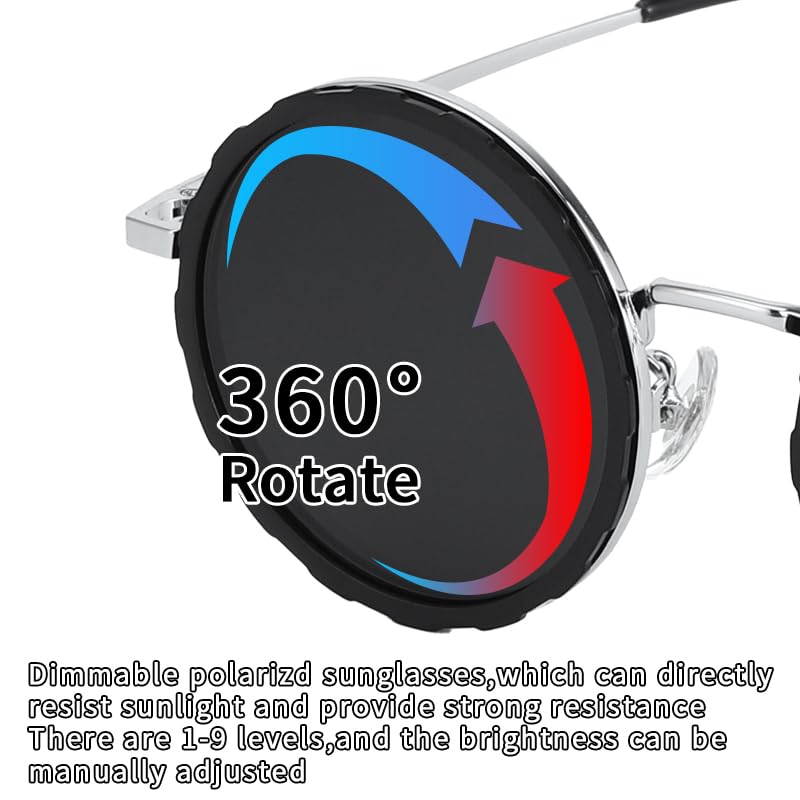 1-9 Gears Adjustable Sunglasses for Men Fishing Uv405 Round Polarized Filter