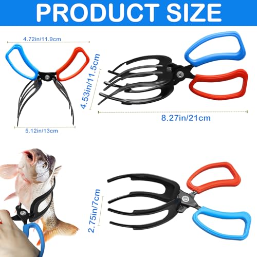 2Pcs Fish Gripper, Fishing Pliers Gripper Fish Grabber Tool Metal Fish Pliers Gripper Claw Upgrade 3 Claw Fish Gripper Anti-Slip 2 Claw Fish Grippers for Fishing, Control Clamp to Catch Fish (2 Style) - style: 2 Claw&3 Claw