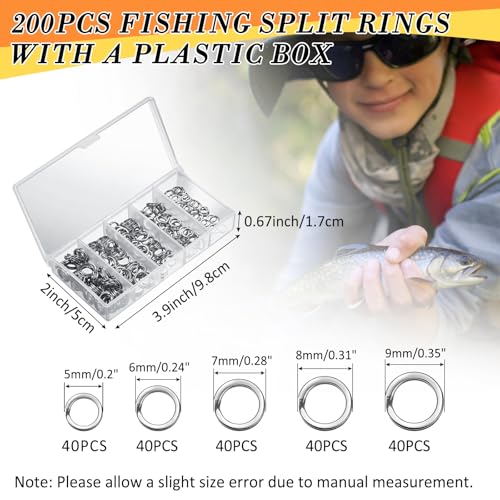 Skylety 200 Pcs Fishing Stainless Steel Split Rings, 50 Treble Hooks, Lure Tackle Connector Fishing Pliers, Fish Lanyard and 876 Lure Eyes for Tackle Fish - color: Orange