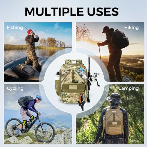 KastKing KarryAll KastMate Fishing Tackle Backpack,Water-Resistant Tackle Bag With 2 Rod Holders,Fishing Gear and Equipment With Large Gear Storage,Khaki Camo - color: D: Khaki Camo