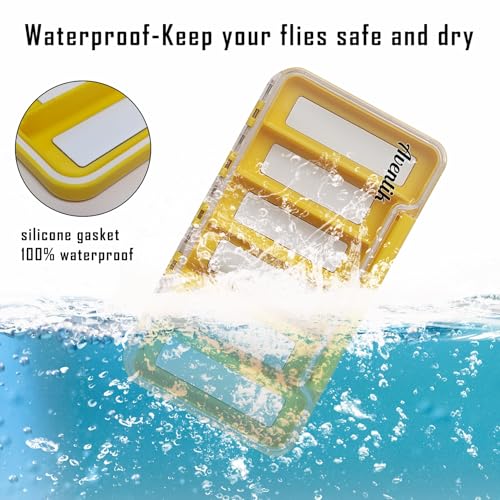 Aventik Waterproof Fly Fishing Boxes Super Slim Transparent Plastic Easy Grip Foams Multi Magnetic Compartments Fishing Tackle Storage Trags Orange 7.36"X4.02"X0.63" (H046-6C) - style: H046-6C