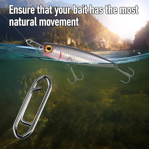 Alwonder 50-Pack Fishing Power Speed Clips, High Strength Stainless Steel Speed Clip for Fishing Lure Quick Change, Freshwater Saltwater Crankbait Popper Lures Quick Snap Connector Tackle - size: M-75LB-0.78IN