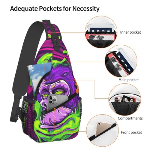 Colorful Gorilla Outdoor Crossbody Shoulder Bag For Unisex Young Adult Hiking Bicycling - color: 22