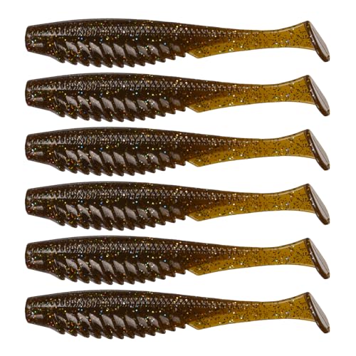 6th Sense – Party Paddle 4.3" – Saltwater Swimbait – Inshore Fishing – Redfish/Trout/Snook – Paddle Tail Soft Plastic - color: Shrimp Burst