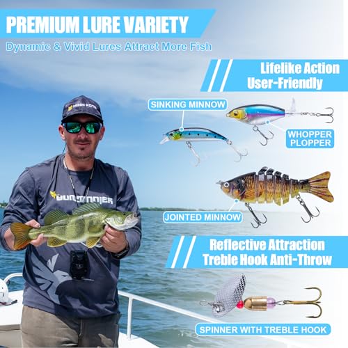 Goture Fishing Lures Kit,165pcs Bass Fishing Kit Including Soft Plastic Baits, Worms, Minnow, Crankbaits, Hooks,Swivels,Sinker Weights,3700 Tackle Box, Freshwater Fishing Gear Lure Set, Gifts of Men - color: A:165pcs Fishing Lures Kit