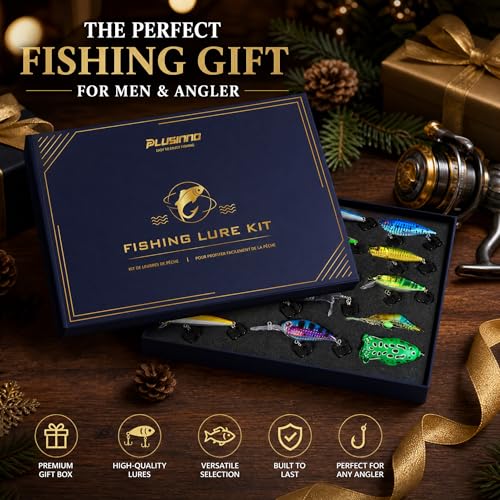 PLUSINNO Fishing Lures - Tackle Box, Bass Fishing Lures for Freshwater and Saltwater, Trout Fishing Gear & Bait, Fishing Gifts for Men,Father - color: Bass/Trout fishing lures-B