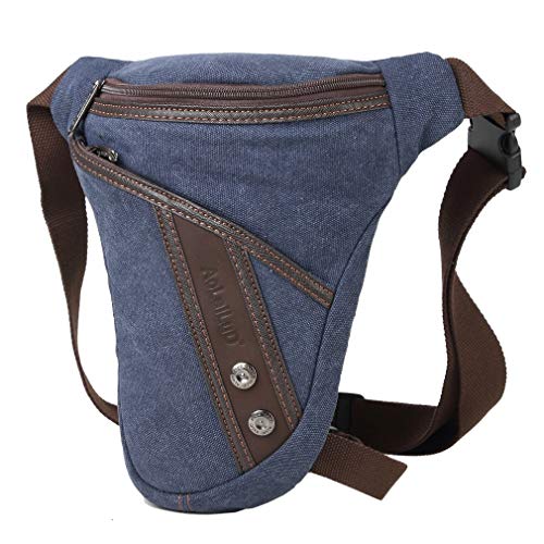 Canvas Drop Leg Bag Outdoor Waist Pack for Men Women Tactical Military Motorcycle Bike Cycling Multi-Pocket Waist Fanny Pouch Travel Hiking Climbing Thigh Bag Pocket - color: #25Deep Blue, size: 8.2"x1.5"x11.4"