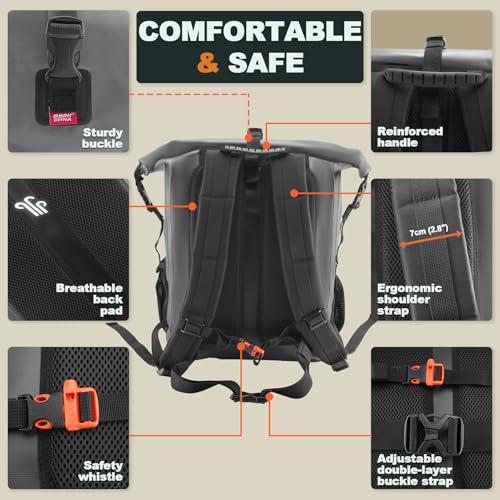 OSAH DRYPAK Waterproof Backpack Dry Bag 25L/35L/55L/85L – Heavy Duty Roll-Top Hiking Backpack Sack Keeps Gear Dry for Travel, Kayaking, Boating, Camping, Rafting and Fishing - color: Grey, size: 25L