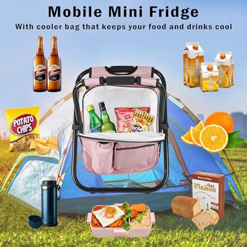 Kikerike Backpack Stool Cooler Chair Heavy Duty 300 LBS Max Load Portable Lightweight Stool Backpack Folding Fishing Cooler Seat for Camping Hunting Fishing - color: Pink