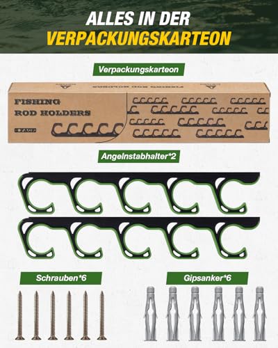 Ghosthorn Fishing Rod Holders for Garage Fishing Pole Holders Ceiling or Wall Mounted Fishing Rod Rack garage Storage Organizer Fishing Gear Equipment for Men Women (Green, 1 Pack) - size: 1 pack holds up 5 rods, style: Green