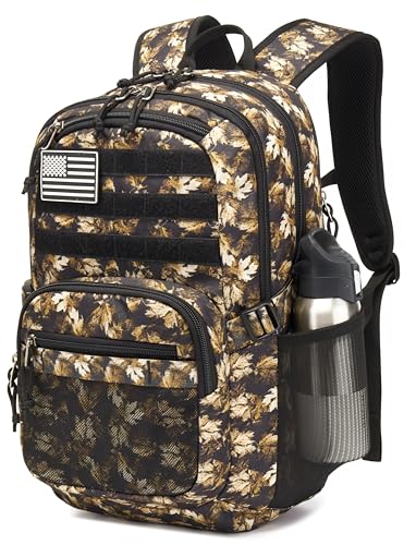 Wotony Military Tactical Backpack for Men Army 3 Days Assault Pack Bag with Molle System for Outdoor Adventures (yellow maple leaf, 25L) - color: Yellow Maple Leaf, size: 25L