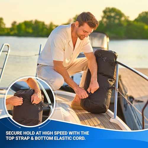 Avigap Boat Trash Can, 100% Odor & Leak Resistant, Portable, Reusable, 10-13 Gal Garbage Bag Snaps Inside, Easy to Install & Clean, Fishing, Sandbar, Kayak, Pontoon Boat Accessories