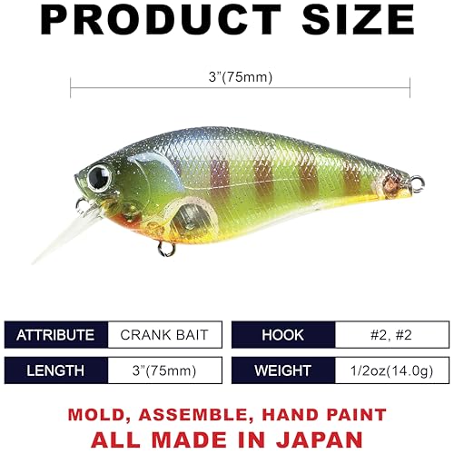 LUCKY CRAFT Fat CB BDS 3, Freshwater Bass Fishing Lure, Crank Bait, Smallmouth, Walleye, Floating, Fishing Gear, Fishing Accessories, Fishing Tackle - color: 275 CF Flake Flake BE Gill
