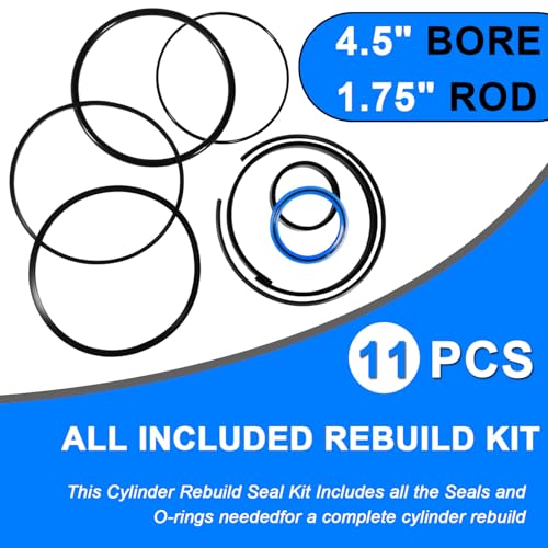 Hydraulic Log Splitter Cylinder Rebuild Seal Kit Suitable for 4.5" Bore x 1.75" Rod Cylinder - size: 4.5" Bore x 1.75" Rod