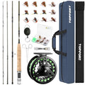 TOPFORT Fly Fishing Rod and Reel Combo, 4-Piece Fly Rod Kit with Complete Fly Fishing Gear: Fly Rod, Pre-Spooled Fly Fishing Reel, Fishing Flies, Leader, Forceps, Nipper and Carrying Case - color: 5/6# 2.43m 8FT Fly Fishing Rod and Reel Combo