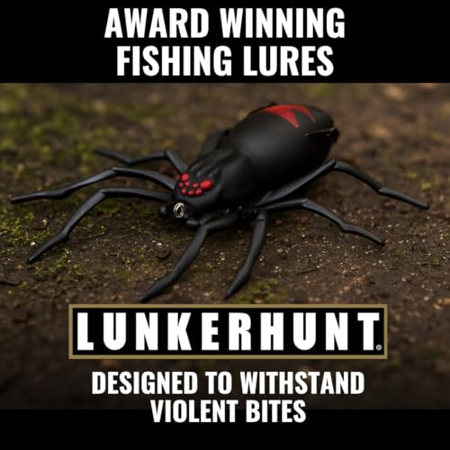 LUNKERHUNT Phantom Spider Lure for Bass Fishing (2.5 Inch) | Topwater Spider Fishing Lure with Natural Walking Action | Soft Hollow Body Weedless Hooks for Trout and Pike - color: Widow Maker