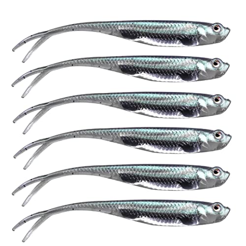 QualyQualy Soft Swimbait Fishing Lures 5PCS 6PCS Jerk Shad Minnow Drop Shot Lure Bass Bait Shad Lure Soft Jerkbait for Bass Trout Pike Walleye Crappie 2.95'' 3.93'' 4.72'' - color: A-4#, size: 4.72" - 5Pcs