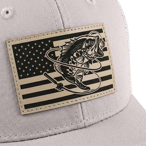 Fishing Gifts for Men - Snapback & Trucker Hats - American Flag Outdoor Fishing Hat - color: 05.khaki (Bassflag)
