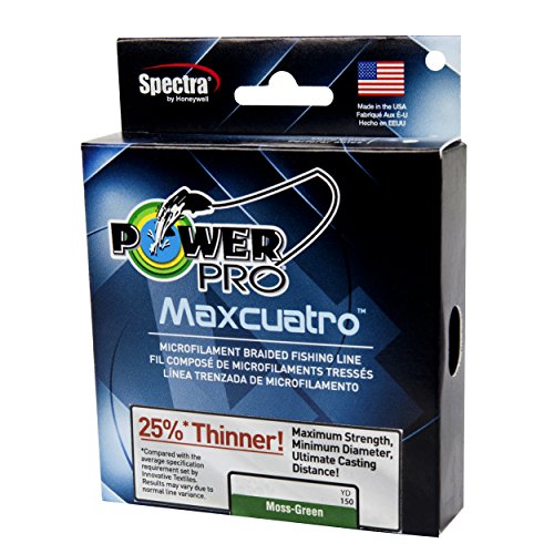 Power Pro Maxcuatro Braided Fishing Line (Moss Green, Hi Vis Yellow, White) by Power Pro - color: Multi, size: One Size