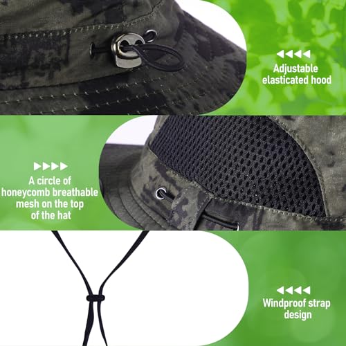 Berlune Sun Hat with 2 Solar Fan Wide Brim Fishing Bucket Hat USB & Solar for Men Women UPF 50+ Cooling for Fishing Beach - color: Army Green, size: 5.9 Inch Brim