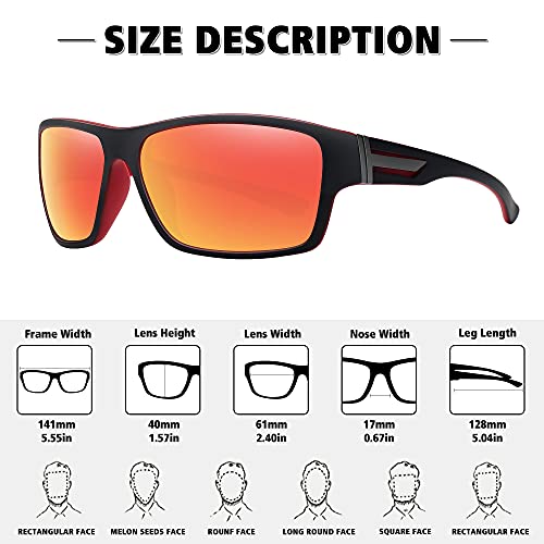 STORYCOAST Polarized Sports Sunglasses for Men Women Unbreakable Frame Cycling Fishing Driving - color: 2pack Blue Mirror+red Mirror