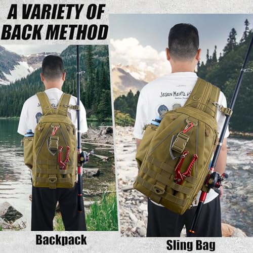 Fishing Backpack Tackle Bag for Fishing Gear Equipment, Gifts for Men | Fishing Gear Tackle Storage Backpack with Rod Holder, Lightweight Versatile Bag for Fishing Hiking Hunting