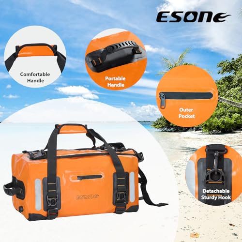 ESONE Dry Bags Waterproof Backpack for Men/Women Dry Bags for Kayaking Waterproof Backpack for Travel Dry Bag Backpack Waterproof Duffel Bag Applicable Boating Camping Paddle Board Surfing（40L） - color: Orange, size: 40L