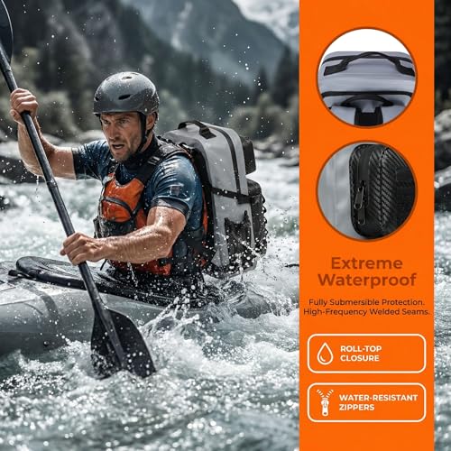 Miramrax Dry Bag Waterproof Backpack 30L Tactical Backpack for Kayaking Hiking Boating Paddle Boarding Fishing Travel Camping Beach Floating Dry Bag for Men Women (Grey) - color: Grey