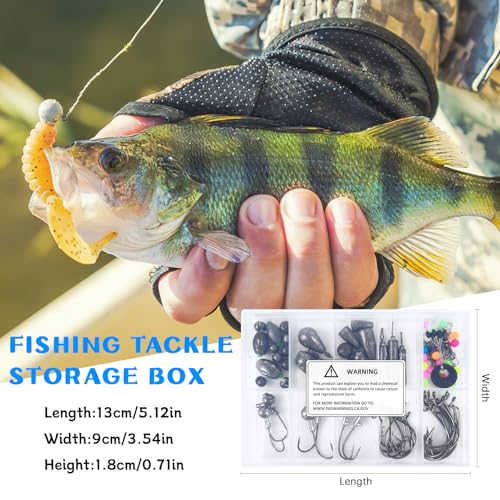 Fishing Accessories Kit Organized Fishing Tackle Box Included Hooks, Sinkers Weights, Rubber Bobber, Jigs, Beads, Swivels Snaps, Fishing Gear Kit - color: 85pcs