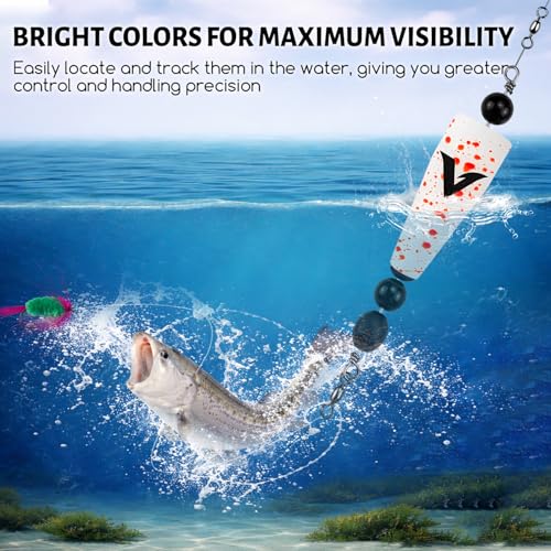 4 Pack Pre-Rigged Popping Corks for Fishing, Steel Wire Leader Saltwater Fishing Cork Float with Rattling Beads, Weighted Popping Cork for Redfish Trout Snook - color: Yellow with Black Splatter, size: 4" (1/2oz)
