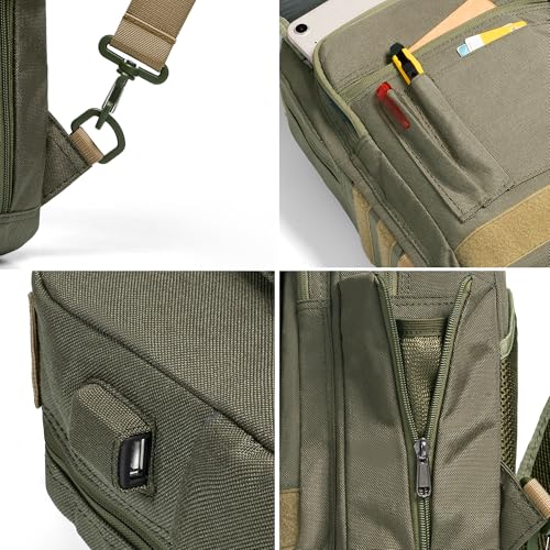 NICGID Tactical Sling Bag Pack Military Rover Shoulder Sling Backpack EDC Molle Assault Range Bag - color: Army Green-808-1, size: 13.3 inch