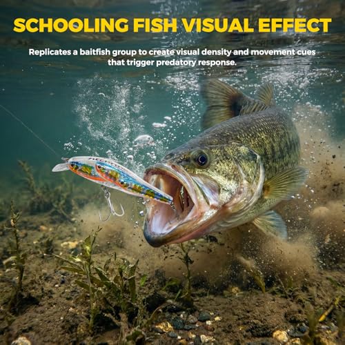 Fishing Lures Minnow Fishing Jerkbait Hard Bait, Noisy Wiggling and Vibrating Actions for More Bites, Deep Diving Swimbait Hard JerkBaits for Bass Pike Trout Walleye Freshwater Saltwater - color: Cyprinella Lutrensis