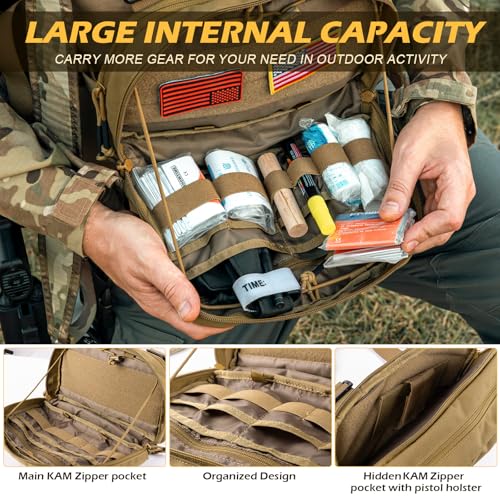 Tactical Chest Pack Bag Molle EDC Pouch Bag with CCW Compartment Adjustable Strap Workouts Fishing Hunting - color: Coyote Brown