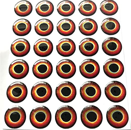 Brule 3-D Holographic Epoxy Fish Eyes (5mm-20mm) 60 Pack, Handpoured, Fishing Fly Tying Lures DIY Crafts - color: Eclipse, size: 6mm