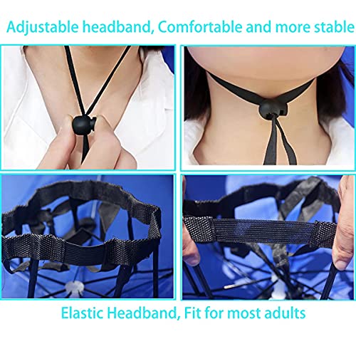 Umbrella Hat, 37 inch Fishing Umbrella Hat Hands Free Foldable UV Protection Umbrella Cap Adjustable Headwear for Fishing Golf Camping Beach Gardening Sunshade Outdoor - color: Silver-Blue