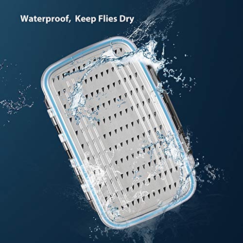 Gonex Fly Boxes for Fly Fishing Jig Boxes Two-Sided Waterproof Lightweight Fly Fishing Box Easy Grip Transparent Lid Fly Fishing Lures Box, 7.3"x 4.6"x 1.5", Grey - color: Grey, Black, Transparent, size: Size C (7.3"x 4.6"x 1.5")