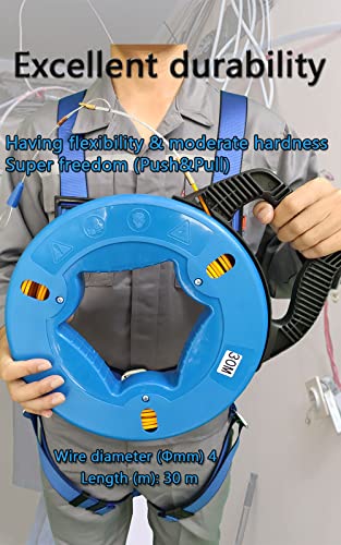 Fish Tape Steel Wire Puller 4mm 100-Foot With a wire storage caseWire-through tool Twist-shaped wire for wiring, and incoming lines in the attic, etc Dual Range for Broad Application[4mm 100-Foot] - size: 100 ft