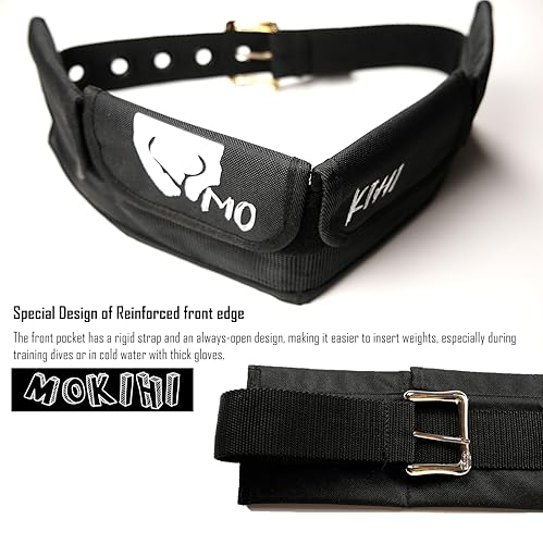 Pro Scuba Diving Weight Belt with 4 Pockets, Quick Release Buckle, Adjustable Waist 115cm, Lead Protection, Heavy-Duty for Scuba, Freediving, Spearfishing