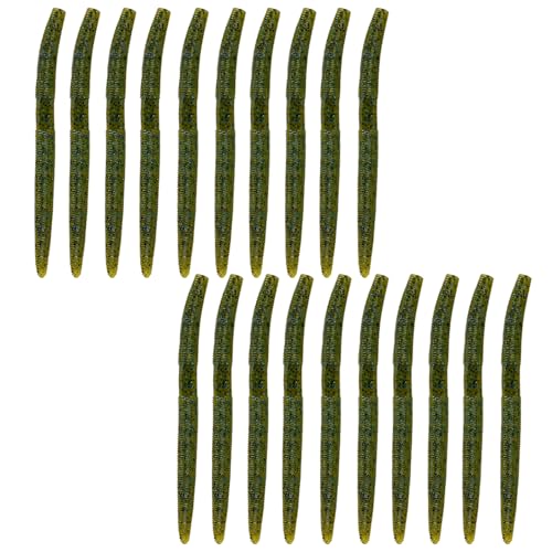 Soft Plastic Worms for Bass Fishing 20pcs FS/RE-09 | Salted ,Soft Plastic ,Fishing Lures ,with Hook Slot ,5.31in ,Saltwater Freshwater ,Bass Baits - color: Color A