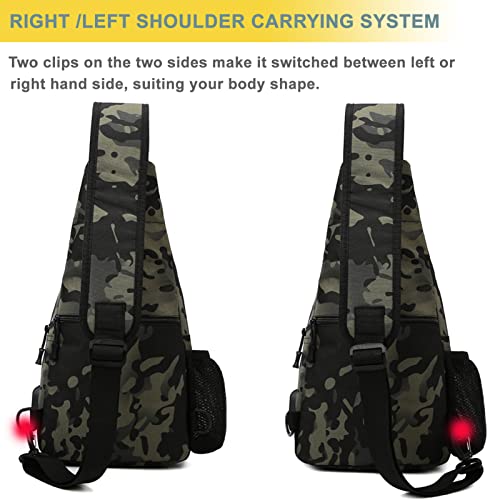 Tactical Shoulder Bag - 1000D Molle Military Backpack Outdoor Daypack Chest Pack (Darkgray) - color: Darkgray