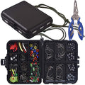 Newk 188PCS Fishing Accessories Kit, Jig Hooks, Bullet Bass Casting Sinker Weights, Fishing Swivels Snaps, Sinker Slides, Fishing Set with Portable Tackle Box