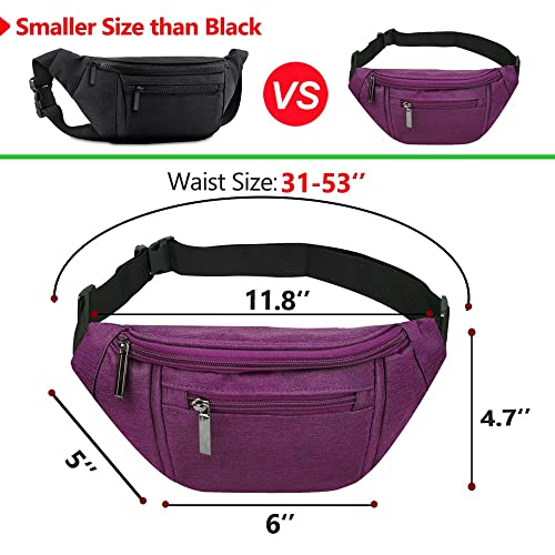 AIKENDO Crossbody Fanny Pack for Women Fashionable,Fashion Waist Bag Purse | Belt Bag for Travel Walking Running Hiking Cycling, Adjustable Lightweight Hip Pack, Easy Carry Any Phone,Wallet(Purple) - color: Purple