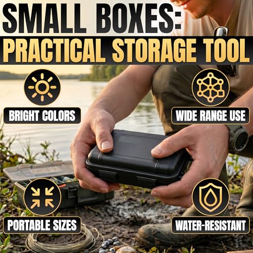2 Pcs Small Waterproof Box – Compact Size, Lightweight, Easy Carry Geocache Containers 4.92x2.95x1.53", Tether Loops, Foam Padding – Small Hard Case with Foam for Hiking, Travel, Camp & Fishing Gear