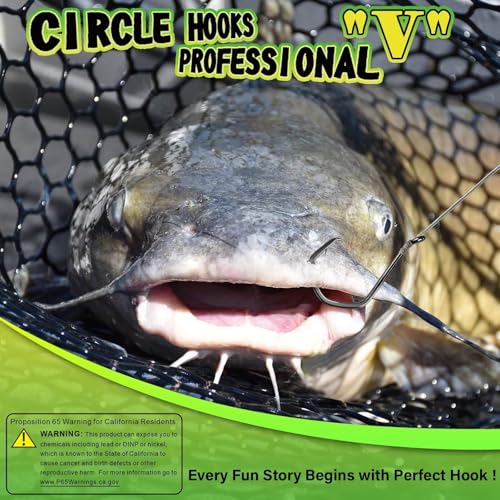 LUCKYFISHING Circle Hooks Catfish Hooks Circle Hooks for Saltwater Freshwater Offset Octopus Hooks 2#-8/0 with 50/60/70/80/100PCS - size: 7/0-50PCS