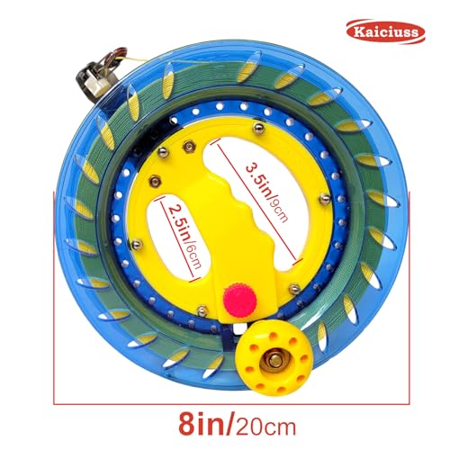 Kite Reel Winder with Line, Kite String Reel for Kids & Adults, Easy to Use Kite String and Spool, it Comes with Durable Kite Thread and Connector - size: 8 inch, style: Dark Blue Kite Reel